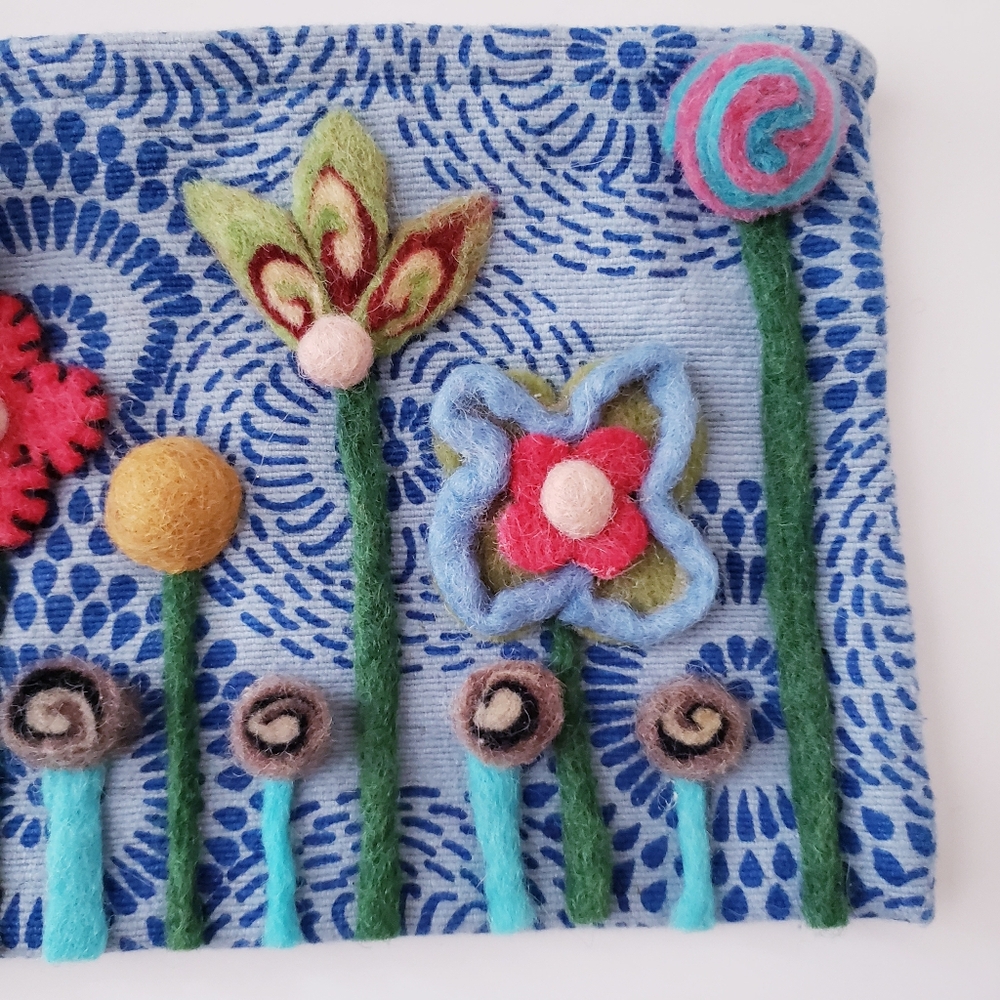 Vintage Blue Floral Wool Appliqué Mini Bag - Picture 9 of 12